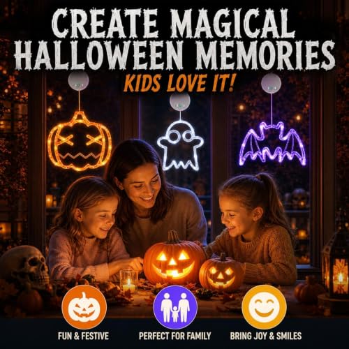 LOLStar Halloween Decorations, 2026 Upgrade Halloween Window Lights, 3 Pack