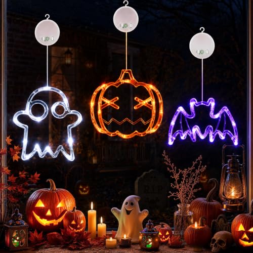 LOLStar Halloween Decorations, 2026 Upgrade Halloween Window Lights, 3 Pack