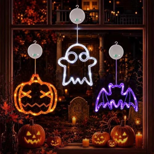 LOLStar Halloween Decorations, 2026 Upgrade Halloween Window Lights, 3 Pack