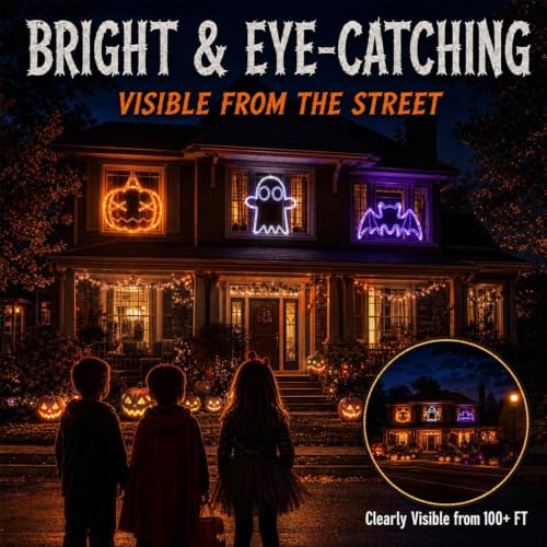 LOLStar Halloween Decorations, 2026 Upgrade Halloween Window Lights, 3 Pack