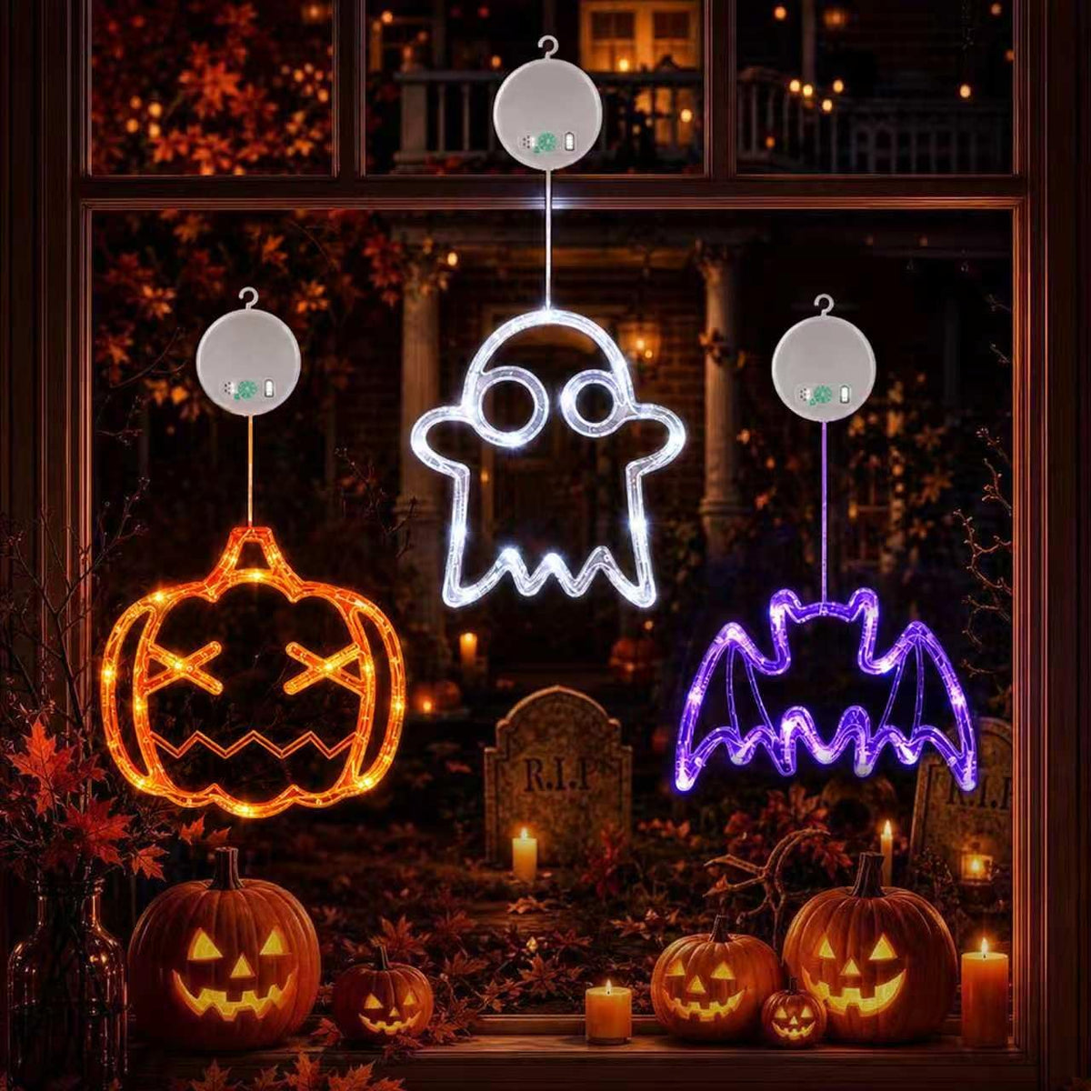 LOLStar Halloween Decorations, 2026 Upgrade Halloween Window Lights, 3 Pack