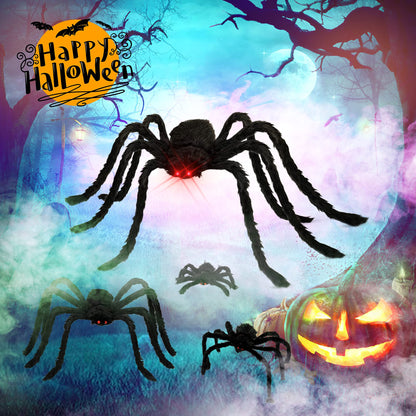 HOPOCO Halloween Plush Spider Set, 6 Pack Scary Fake Spiders in Different Sizes for Indoor Outdoor Halloween Decorations, Haunted House, Yard, Home, Party Decor