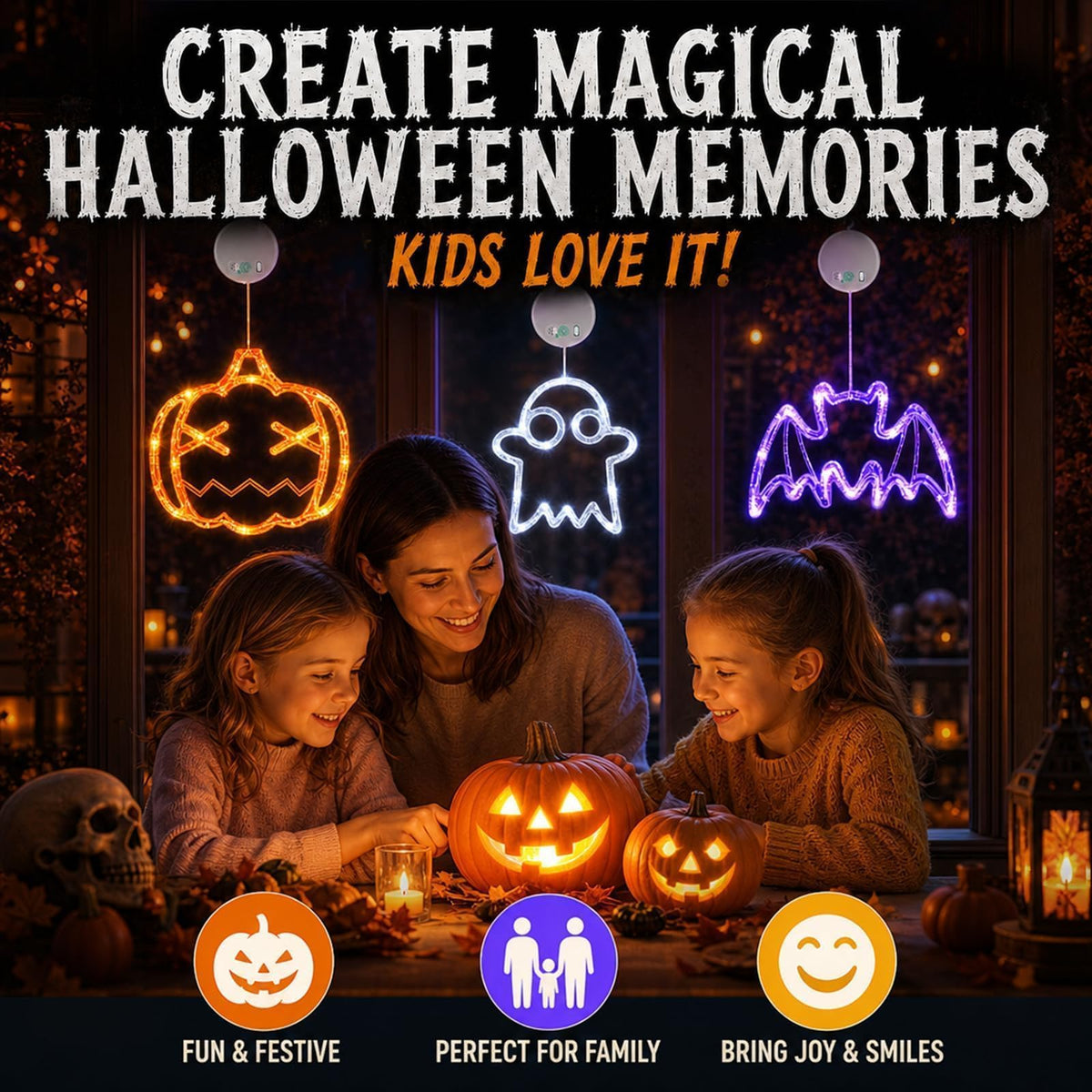 LOLStar Halloween Decorations, 2026 Upgrade Halloween Window Lights, 3 Pack